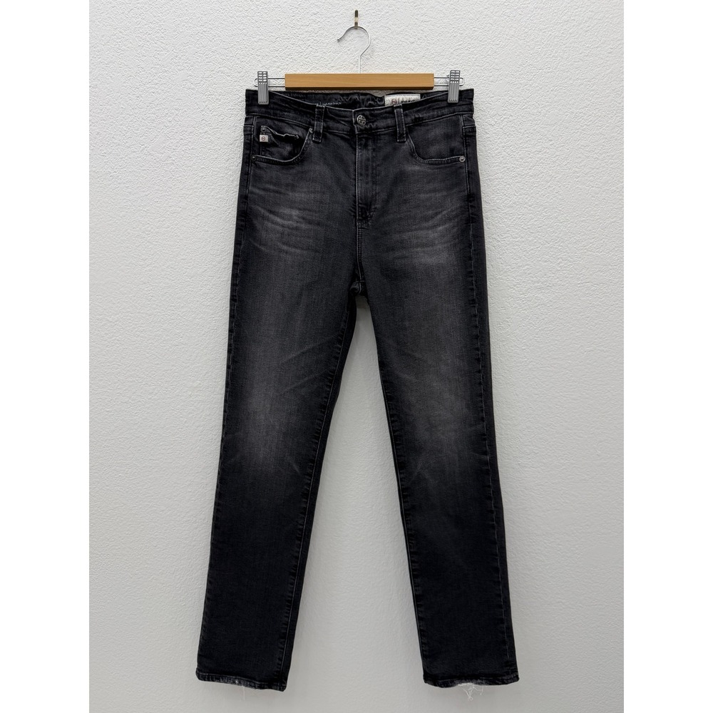 AG Adriano Goldschmied Saige High Rise Straight Jeans Faded Black Denim 27